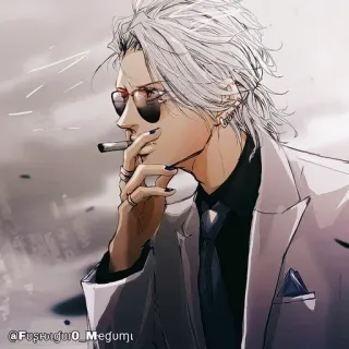 🚬 d0afe89b @Fushigiro0_Megumi Anime, Personaggio, Fumare, Occhiali, Uomo telegram sticker