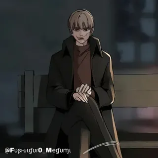 🍫 f43c2c4f @FushlgurO_Megumi Anime, Karakter, Karya seni, Duduk, Pria, Mantel whatsapp sticker
