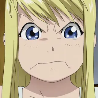 😓 68c81963 Winry Rockbell Fullmetal Alchemist anime, enojado, mecánico, chica telegram sticker