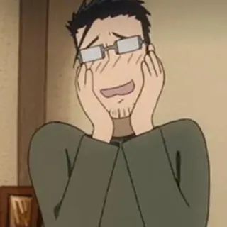 😌 7e8c2126 anime, hombre, avergonzado, sonrojado, gafas, impactado telegram sticker