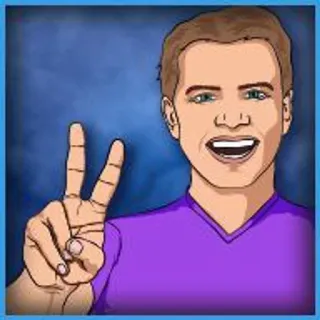 🌟 087af409 คน, ผู้ชาย, การ์ตูน, ยิ้ม, สัญลักษณ์สันติภาพ telegram sticker