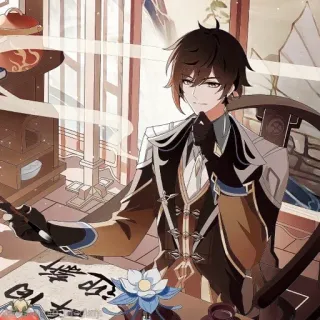 💠 11995366 Zhongli Genshin Impact Anime, Genshin Impact, Zhongli, Video game, Karakter, Seni digital, Rambut cokelat telegram sticker