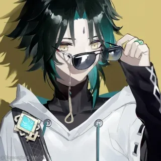 💠 44a7a799 Xiao Genshin Impact Anime, Xiao, Genshin Impact, Kacamata hitam, Karakter telegram sticker