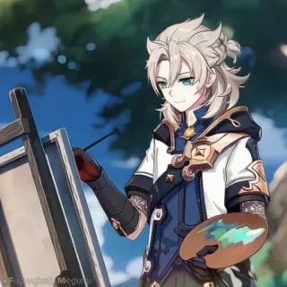 💠 9678f576 Albedo Genshin Impact Albedo, Genshin Impact, Anime, Karakter, Video game, Lukisan, Artis telegram sticker