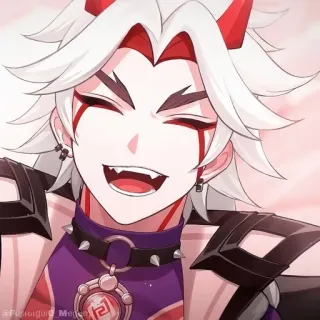 💠 ce6f8019 Arataki Itto Genshin Impact Anime, Genshin Impact, Arataki Itto, Karakter, Tersenyum, Oni, Tanduk telegram sticker