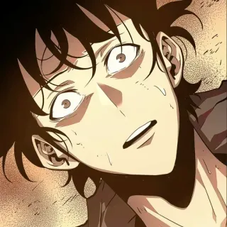 💎 1c47d05d man, personage, anime, geschrokken, bezorgd, zweet, close-up, uitdrukking telegram sticker