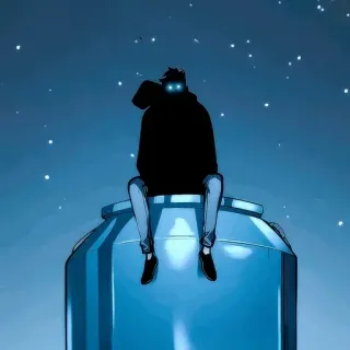 💎 3d414f5f anime, man, silhouet, nacht, sterren, zittend telegram sticker