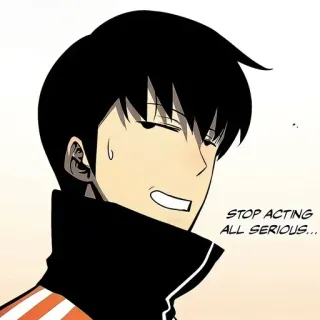 💠 5f32e565 STOP ACTING ALL SERIOUS... man, serieus, personage, gezicht telegram sticker