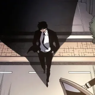 💠 7ed65d9c man, pak, stropdas, lopend, anime stijl telegram sticker