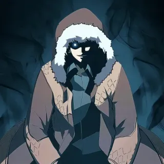 💎 eb50650d personage, figuur met capuchon, anime, manga, fantasie, gloeiend oog telegram sticker