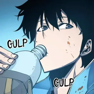 💠 fa77a977 GULP GULP Anime, Man, Drinken, Water, Slok, Fles telegram sticker