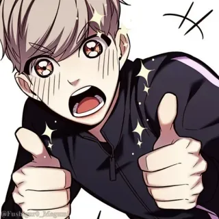 🌩 0571f0a9 Anime, Kartun, Jempol ke atas, Berkilau, Ceria, Positif, Manga, Lucu telegram sticker