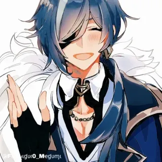 🔲 bf6c272e Kaeya @FigHugur0_Megumi аниме, фанарт, голубые волосы, Кэйа, Genshin Impact telegram sticker