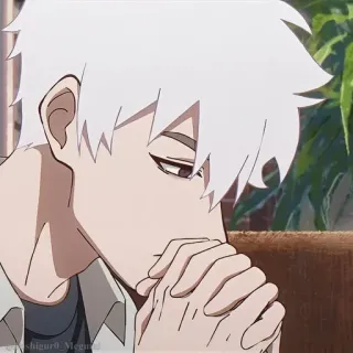 🔗 8400d8d4 อนิเมะ, เศร้า, กำลังคิด, ผมขาว telegram sticker