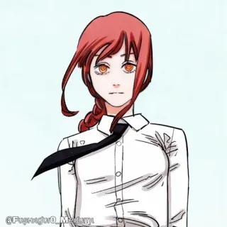 🔮 65287c1c Makima Chainsaw Man @FuguuguO_Medumu Makima, Chainsaw Man, anime, personagem, cabelo vermelho telegram sticker