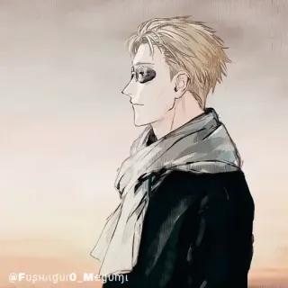 💠 0ccb117d @Fushaguro_Megumi anime, tóc vàng, khăn quàng cổ, kính whatsapp sticker