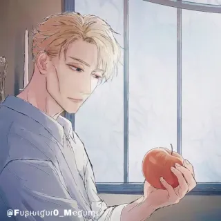 💠 66690e93 @Fushiguro_Megumi anime, tóc vàng, đàn ông, táo whatsapp sticker