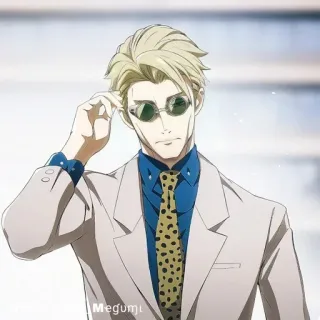 💠 900e347b Megumi Anime, Tóc Vàng, Nhân vật, Kính râm, Nanami Kento whatsapp sticker