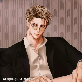💠 e643f3df @Fushiguro_Megumi anime, đàn ông, áo vest, kính, nghệ thuật whatsapp sticker