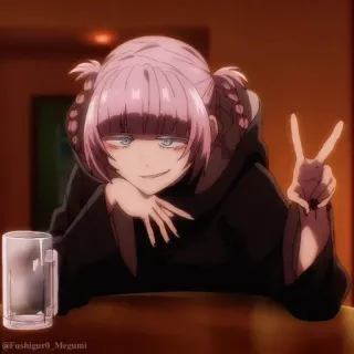 🎆 25b78ff6 Anime, Mädchen, Pinke Haare, Friedenszeichen, Charakter, Animation telegram sticker