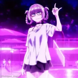 🎆 3643d406 Anime Mädchen, Cartoon, Brille, Zöpfe, Niedlich telegram sticker