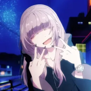 🎆 e7e535b6 Anime, Mädchen, Friedenszeichen, süß, Cartoon telegram sticker