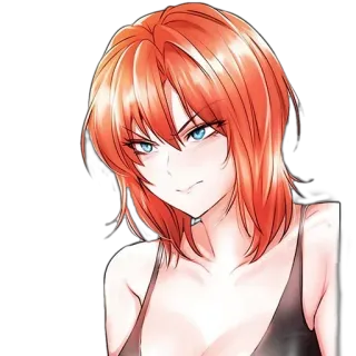 🤨 0c3e62b7 Anime, Mujer, Pelo rojo, Enojada, Chica, Ilustración whatsapp sticker