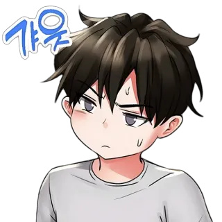 😅 2bce3f5b 곸웃 anime, dibujos animados, sudor, serio, chico whatsapp sticker