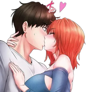 😘 4c490d9f beso, amor, pareja, romance, dibujos animados, anime, cariño whatsapp sticker
