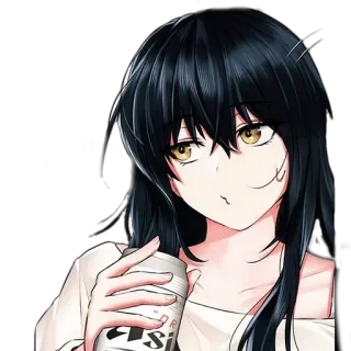 😗 66d39674 Anime, Mujer, Bebiendo, Lata whatsapp sticker