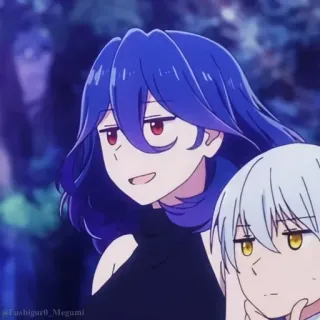 🖤 9ed854b9 Anime, Postacie, niebieskie włosy, białe włosy telegram sticker