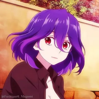 🤍 b0b7445d @Fushiguro_Megumi Anime, Fioletowe włosy, Czerwone oczy, Kobieta, Animacja telegram sticker