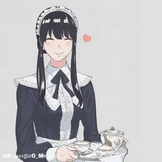 🗡 08f2d14f @Fosshulgur0_Mejikun Cameriera, Anime, Carino, Tè, Kawaii telegram sticker