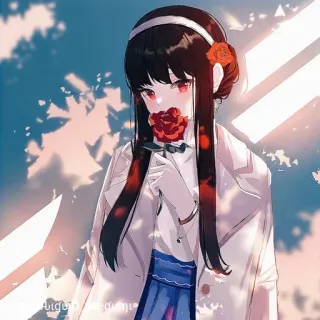 🗡 b51b4310 Yor Forger Spy x Family Anime, Yor Forger, Spy x Family, Donna, Fiore, Rosso telegram sticker