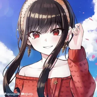 🗡 b9ff4f79 Yor Forger Spy x Family Fushigiyu0 Megumi Anime, Yor Forger, Spy x Family, Cartone animato, Donna, Illustrazione telegram sticker