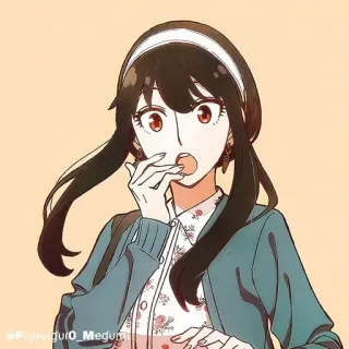 🗡 c2212547 Yor Forger Spy x Family Yor Forger, Spy x Family, anime, cartone animato, personaggio, mangiare telegram sticker