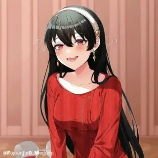 🗡 c5cb9b11 @Fushiguro_Megumi anime, cartone animato, donna, abito rosso telegram sticker