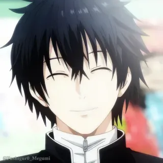 🎲 6d8f864c @Kashiguro_Megumi อนิเมะ, ยิ้ม, ผู้ชาย, ผมสีดำ, ตัวละคร telegram sticker