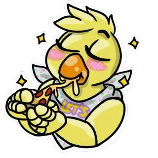 ๐ 0271494c Chica Five Nights at Freddy's LET'S EAT!!! chica, five nights at freddy's, pizza, cute, food, cartoon, lets eat telegram sticker
