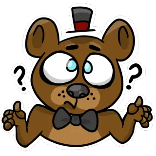 โ 0d464f2c Freddy Fazbear Five Nights at Freddy's Freddy Fazbear, Five Nights at Freddy's, cartoon, question marks, bear telegram sticker