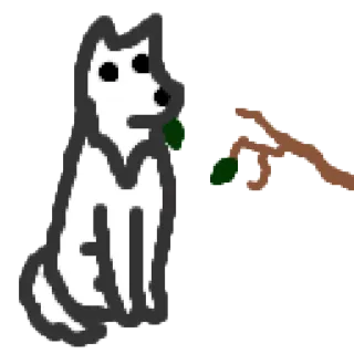🐺 ae9dc3e5 狗, 动物, 叶子, 树枝, 绘画, 卡通 telegram sticker