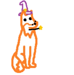 🌟 a8f4f60e cane, mago, magia, animale, arancione, cappello, cartone animato telegram sticker