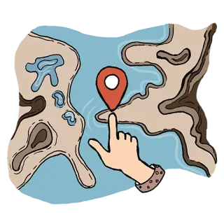 📍 0891b478 map, location, hand, pin, geography, travel whatsapp sticker