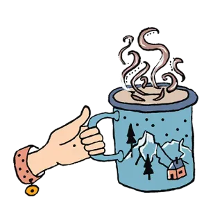 ☕️ 58d39fcb mug, coffee, tea, mountains, drink, hot beverage, cabin, winter whatsapp sticker