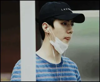 〰 793edf76 LASH Người, Nam, Mũ lưỡi trai, Trang phục thường ngày, Khẩu trang, Hàn Quốc telegram sticker