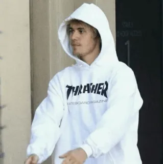🦋 45c3136c THRASHER SKATEBOARD MAGAZINE Justin Bieber, Thrasher, Skateboard, Felpa con cappuccio, Moda, Celebrità whatsapp sticker