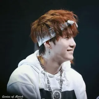 ❄️ cffde208 Suga Genius of March kpop, musica, cantante, bandana, catena, idol, min yoongi, rapper whatsapp sticker