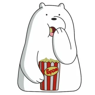 🍿 d80c4922 Ice Bear We Bare Bears Popcorn ไอซ์แบร์, ป๊อปคอร์น, การ์ตูน, หมี, วีแบร์แบร์ส, ขนม whatsapp sticker
