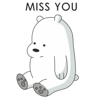 😞 e8772bea Ice Bear We Bare Bears MISS YOU หมี, การ์ตูน, น่ารัก, สีขาว, ไอซ์แบร์, We Bare Bears, คิดถึง whatsapp sticker