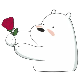 🌹 ea8a6122 Ice Bear We Bare Bears การ์ตูน, หมี, กุหลาบ, น่ารัก, สัตว์ whatsapp sticker